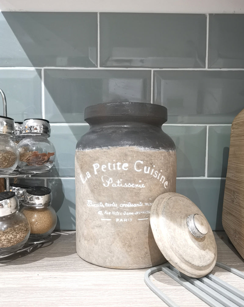 French Country Grey Jar - The Burrow Interiors