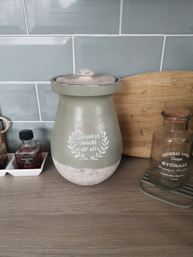 Sage Green & Grey Ceramic Kitchen Jar - The Burrow Interiors