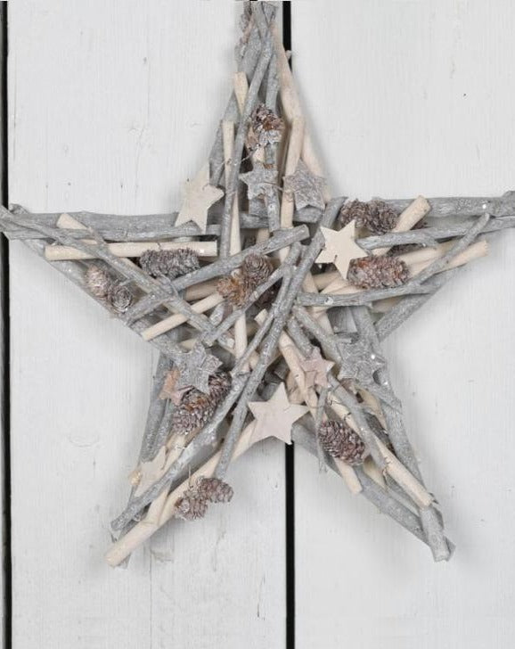 Grey Whitewashed Decorative Twig Star