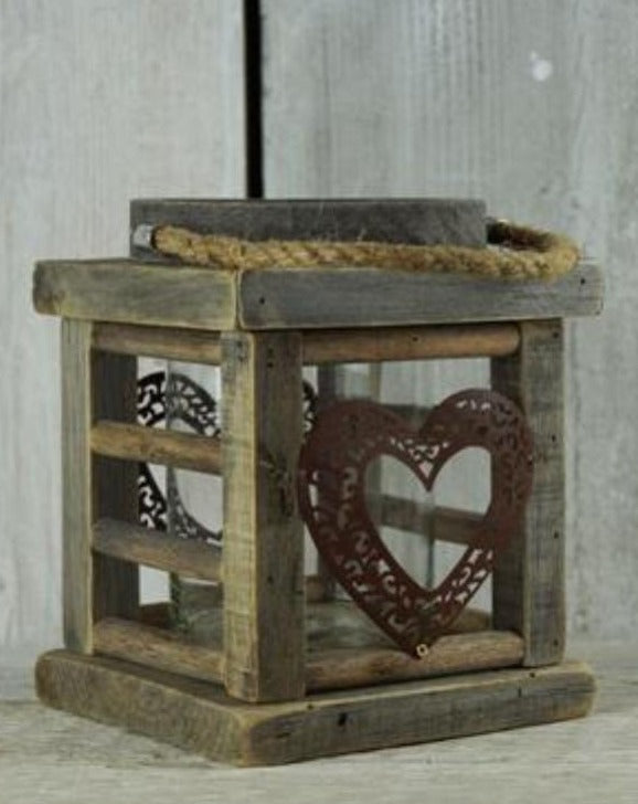 Wooden Christmas Heart Lantern | TBI
