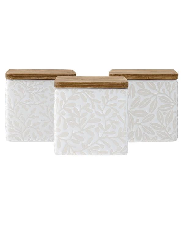 3 White Pattern Storage Containers | TBI