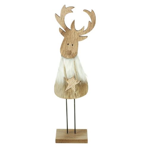 Standing Wooden Reindeer with Star - TBI