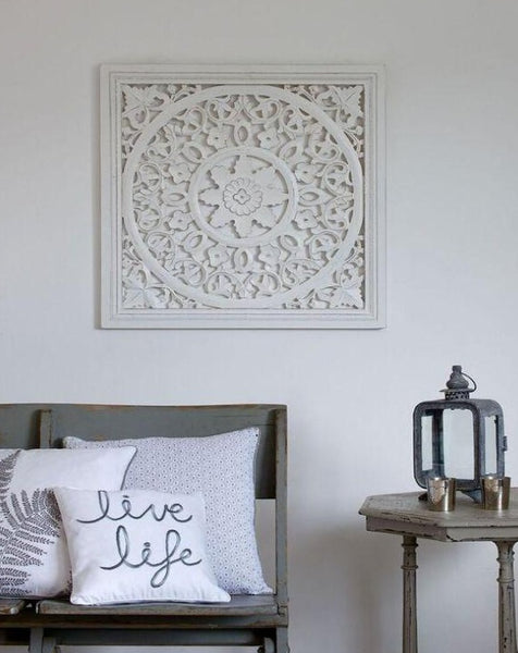 Large White Carved Panel | The Burrow Interiors