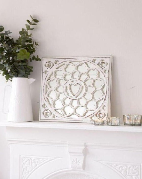 Decorative Carved Heart Mirror | TBI