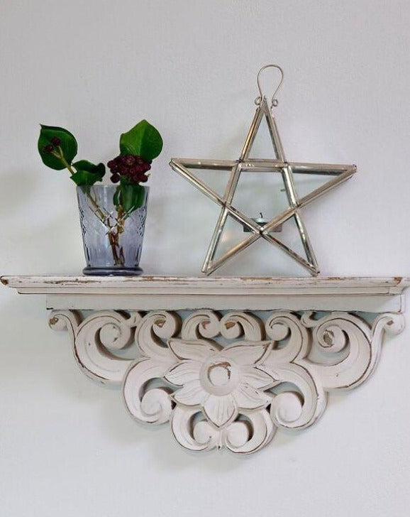 Hand Carved Morroccan Wooden Shelf | TBI