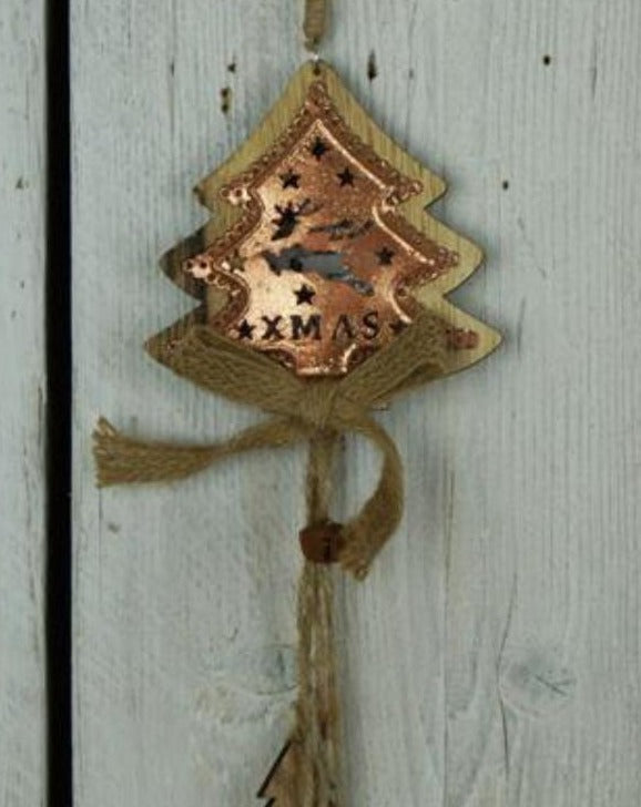 Wooden Christmas Tree Bronze String