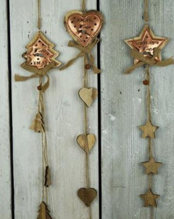 Wooden Heart Bronze Christmas String